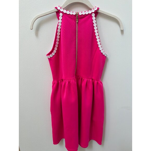 Lilly Pulitzer Little Kinley Girls Size 12 Neon Pink Sleeveless Dress With White - Picture 5 of 5